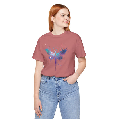 Galaxy Moth Graphic Tee - Watercolor Splatter Butterfly T-Shirt