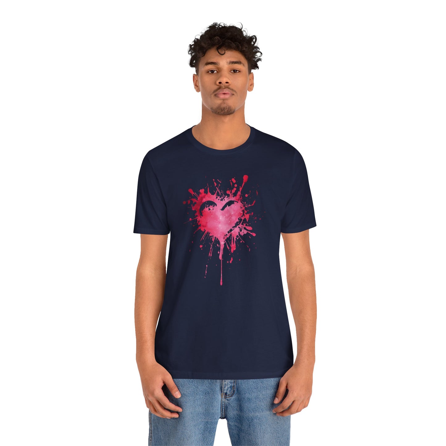 Heart Paint Splash T‑Shirt — Watercolor Pink Heart Graphic Tee