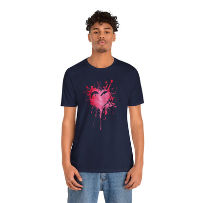 Heart Paint Splash T‑Shirt — Watercolor Pink Heart Graphic Tee
