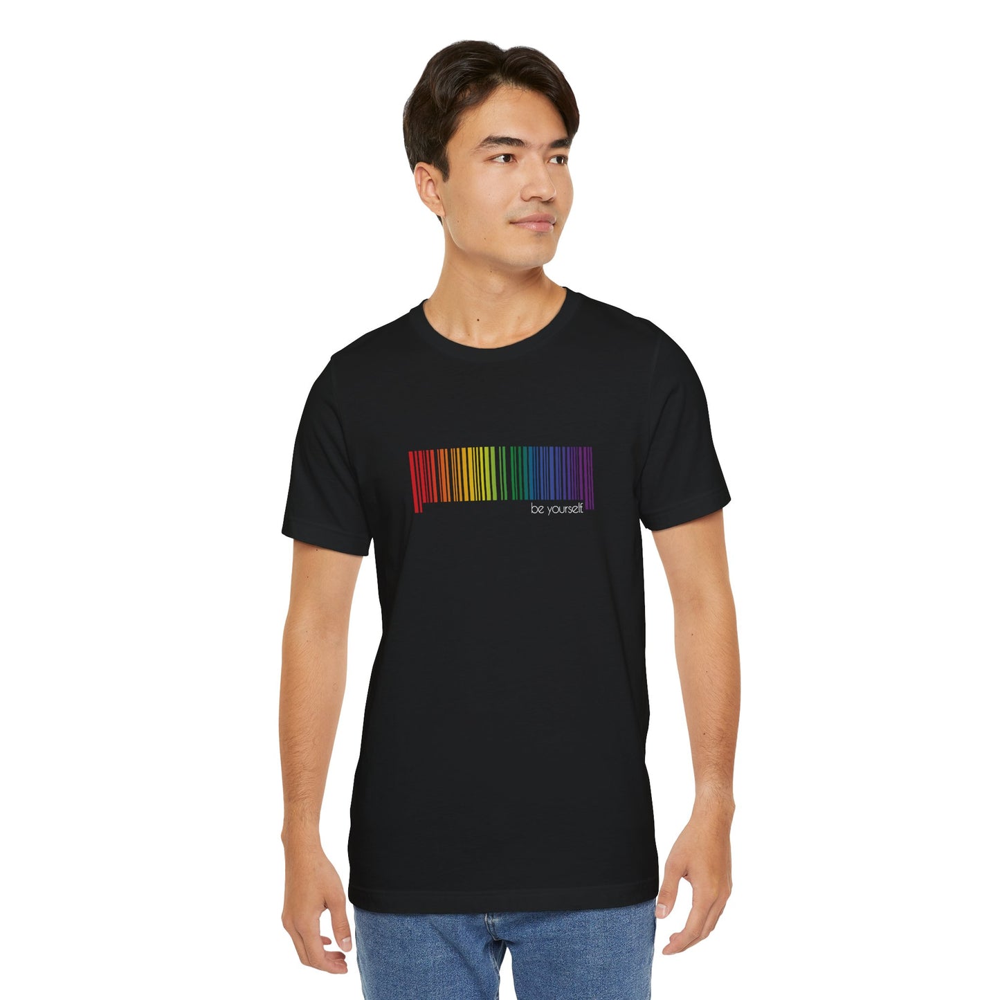 Rainbow Barcode T-Shirt — Minimal Pride Graphic Tee