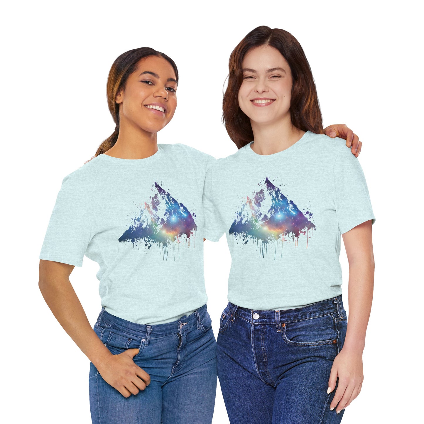Space Mountain Watercolor Tee — Colorful Drip Peak Graphic T-Shirt