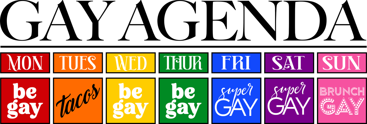 Gay Agenda Rainbow Graphic Tee — LGBTQ+ Pride Short Sleeve Shirt