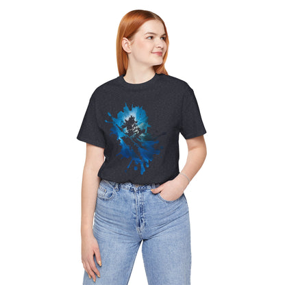 Watercolor Skateboarder T-Shirt — Blue Splash Graphic Tee