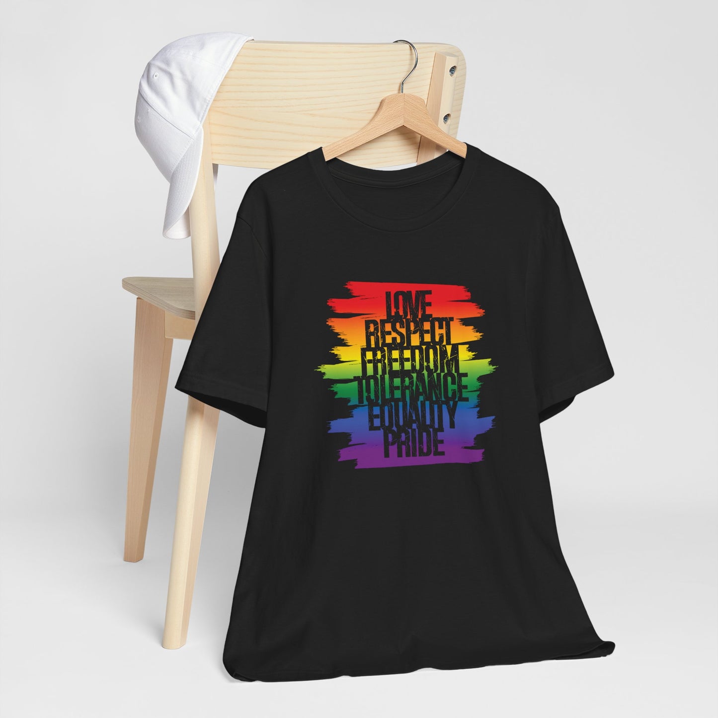 Pride Rainbow Values T‑Shirt — Love Respect Freedom Tolerance Equality Pride Tee