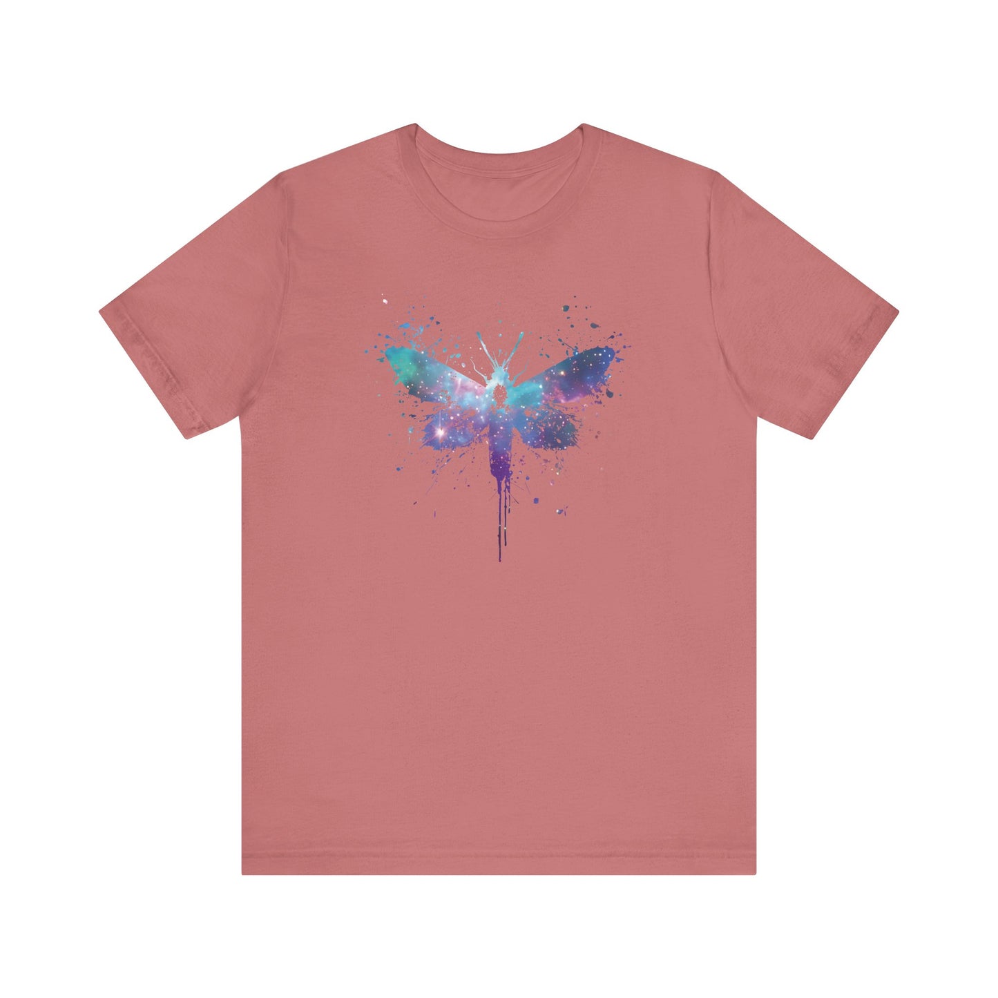 Galaxy Moth Graphic Tee - Watercolor Splatter Butterfly T-Shirt