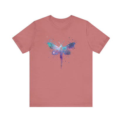 Galaxy Moth Graphic Tee - Watercolor Splatter Butterfly T-Shirt