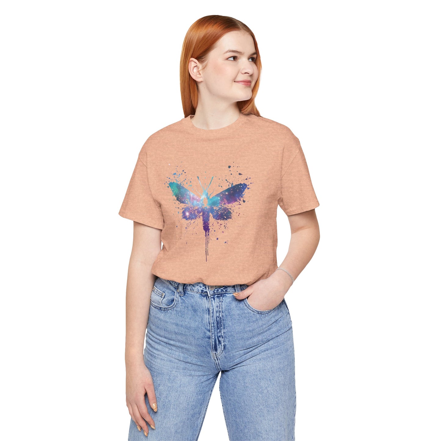 Galaxy Moth Graphic Tee - Watercolor Splatter Butterfly T-Shirt