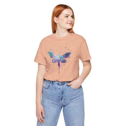 Galaxy Moth Graphic Tee - Watercolor Splatter Butterfly T-Shirt