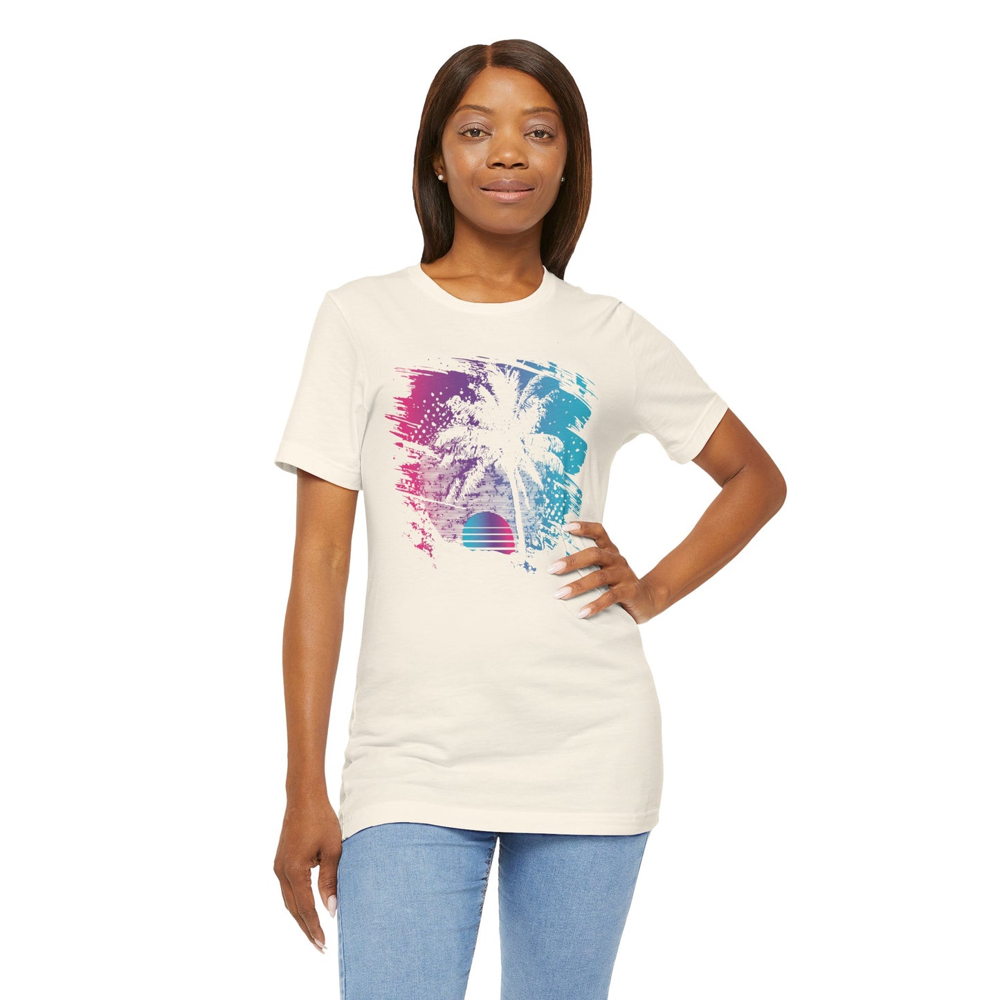 Retro Palm Sunset Tee — Vintage Beach Palm Tree T-Shirt