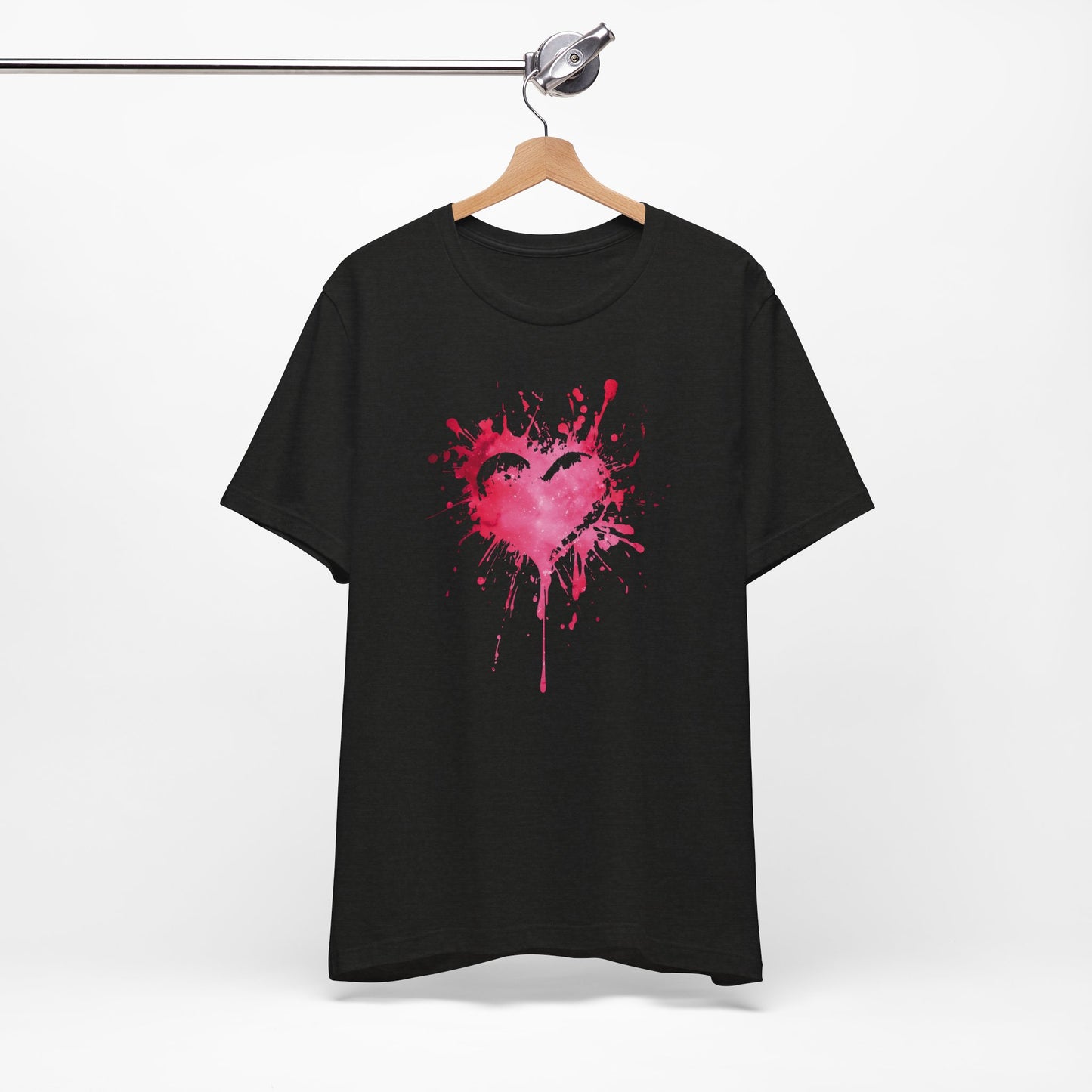 Heart Paint Splash T‑Shirt — Watercolor Pink Heart Graphic Tee