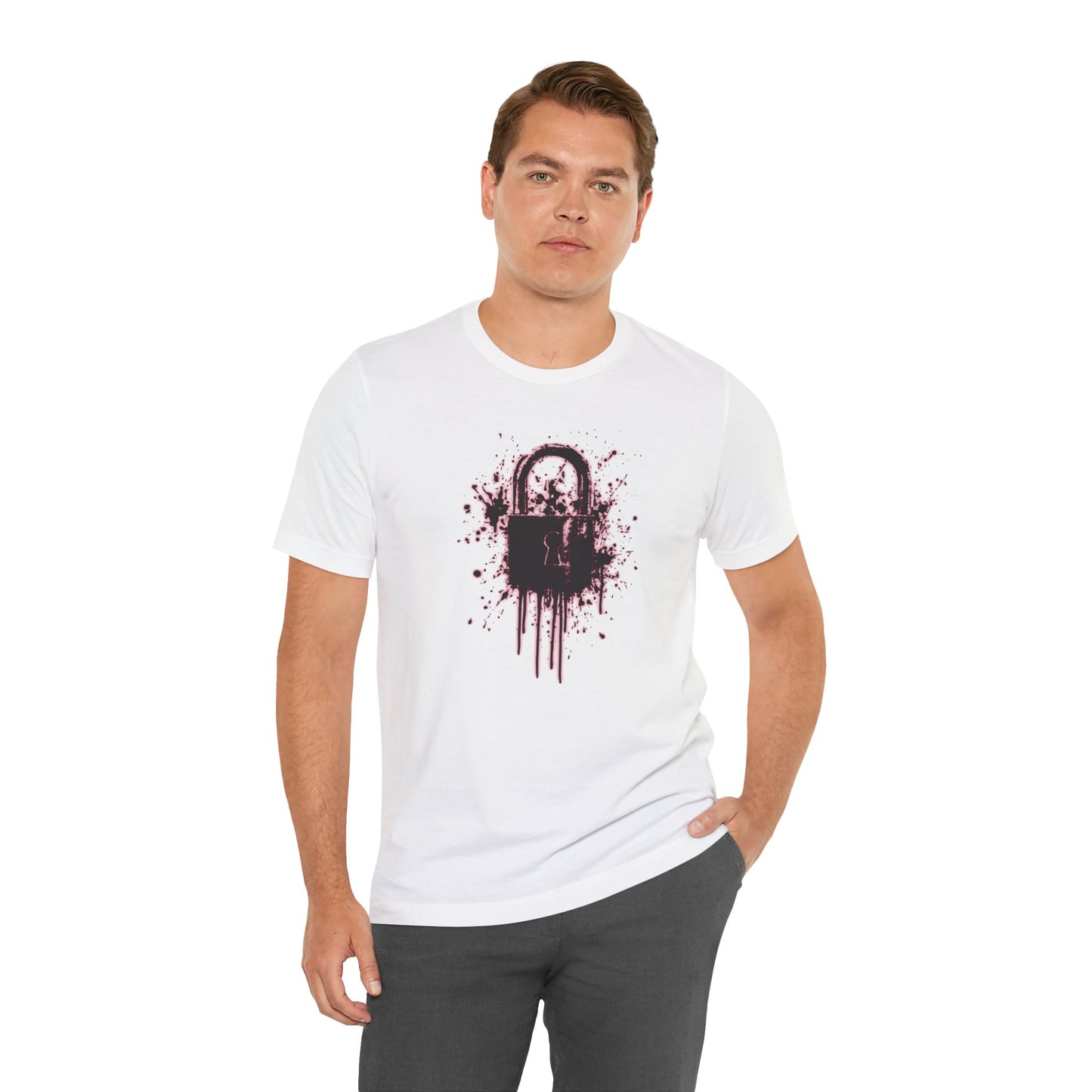 Locked Up Graphic Tee — Dark Splatter Lock Design
