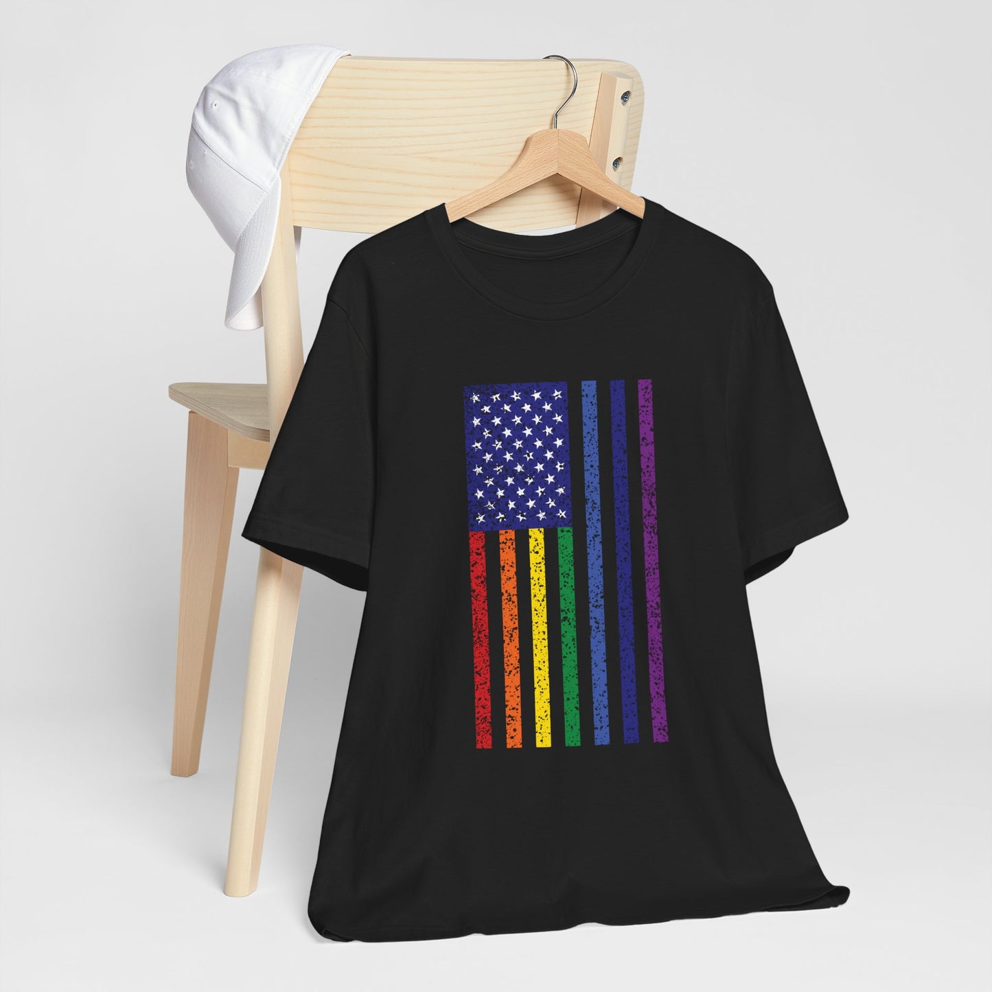 LGBTQ+ Distressed American Flag T-Shirt