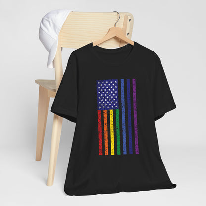 LGBTQ+ Distressed American Flag T-Shirt