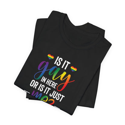 Gay Pride T-Shirt - "Is It Gay In Here Or Is It Just Me?" Rainbow Tee