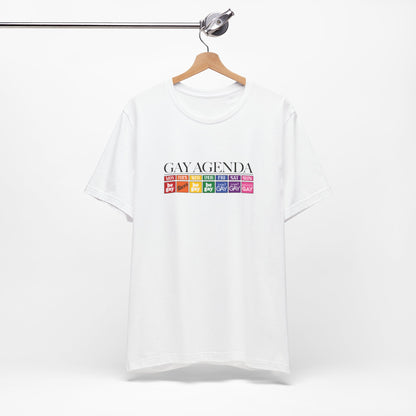 Gay Agenda Rainbow Graphic Tee — LGBTQ+ Pride Short Sleeve Shirt