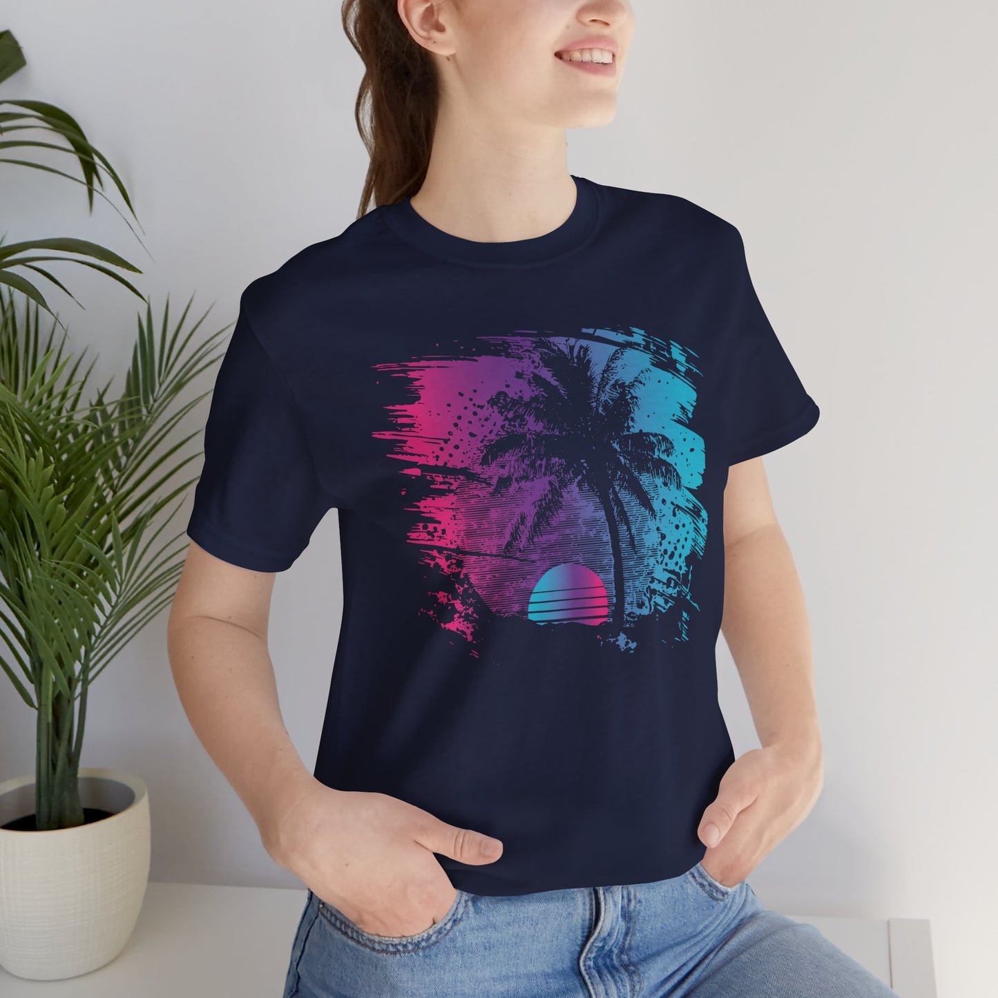 Retro Palm Sunset Tee — Vintage Beach Palm Tree T-Shirt