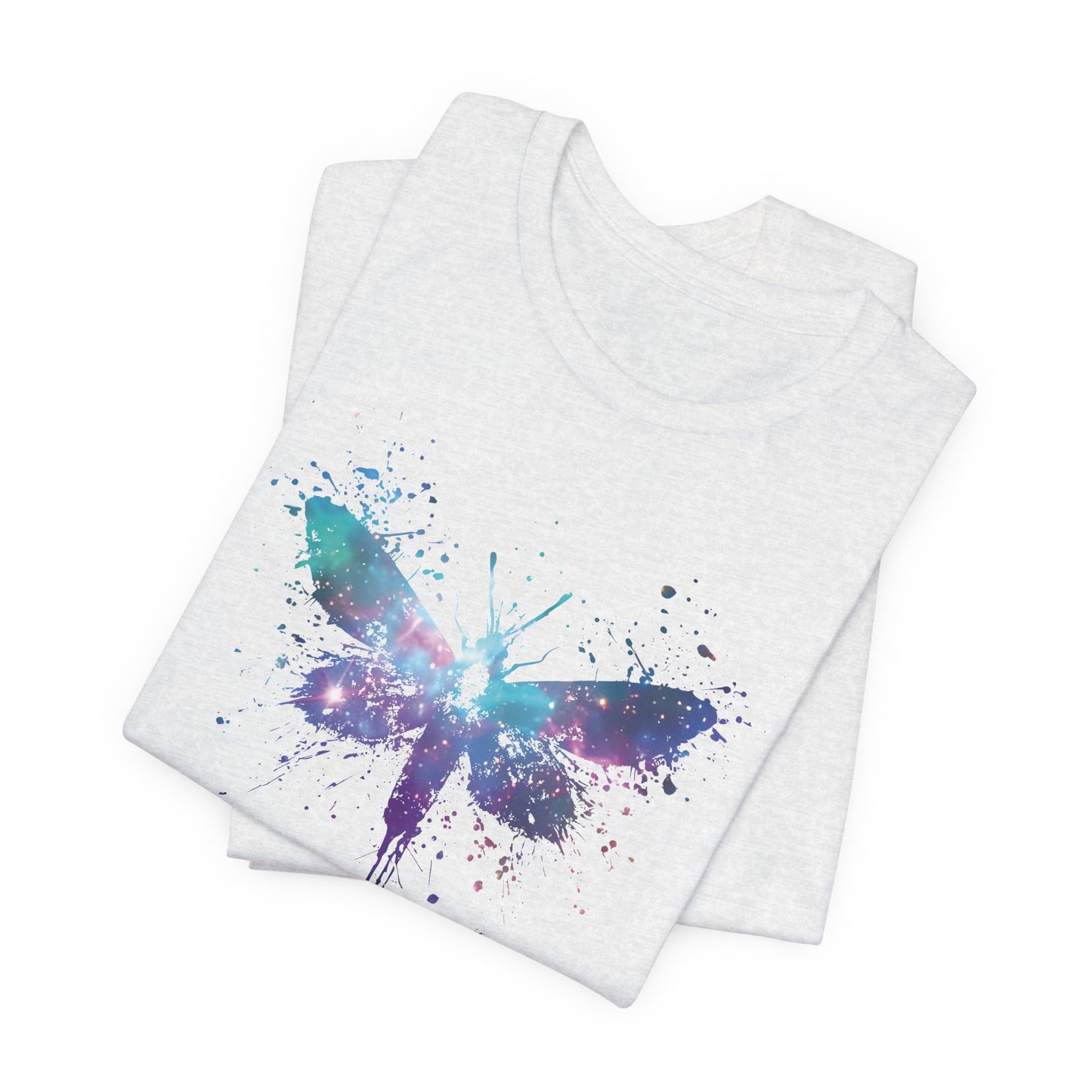 Galaxy Moth Graphic Tee - Watercolor Splatter Butterfly T-Shirt