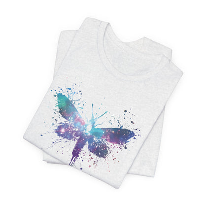 Galaxy Moth Graphic Tee - Watercolor Splatter Butterfly T-Shirt