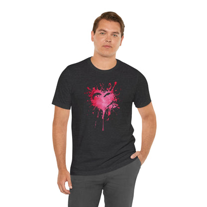 Heart Paint Splash T‑Shirt — Watercolor Pink Heart Graphic Tee