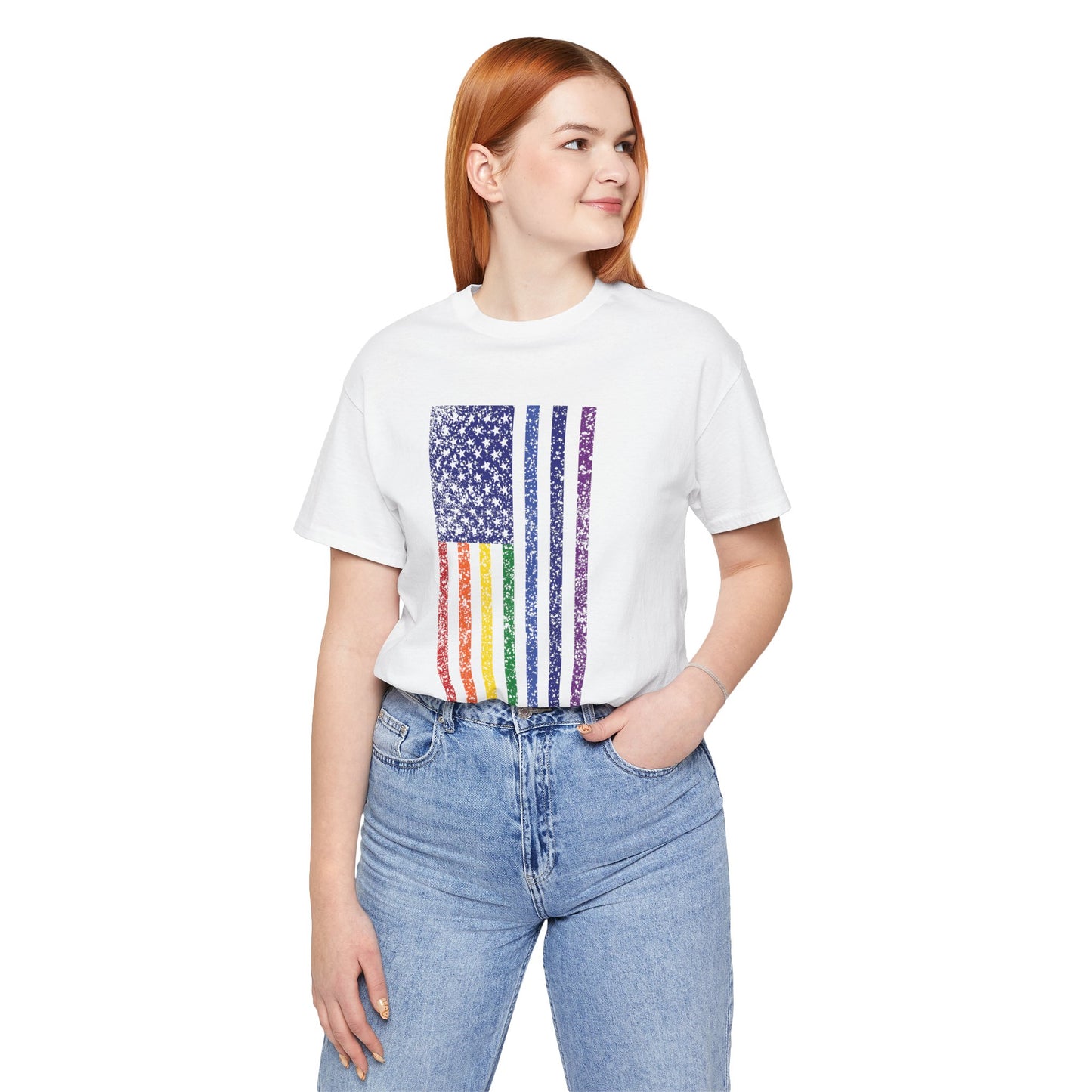 LGBTQ+ Distressed American Flag T-Shirt