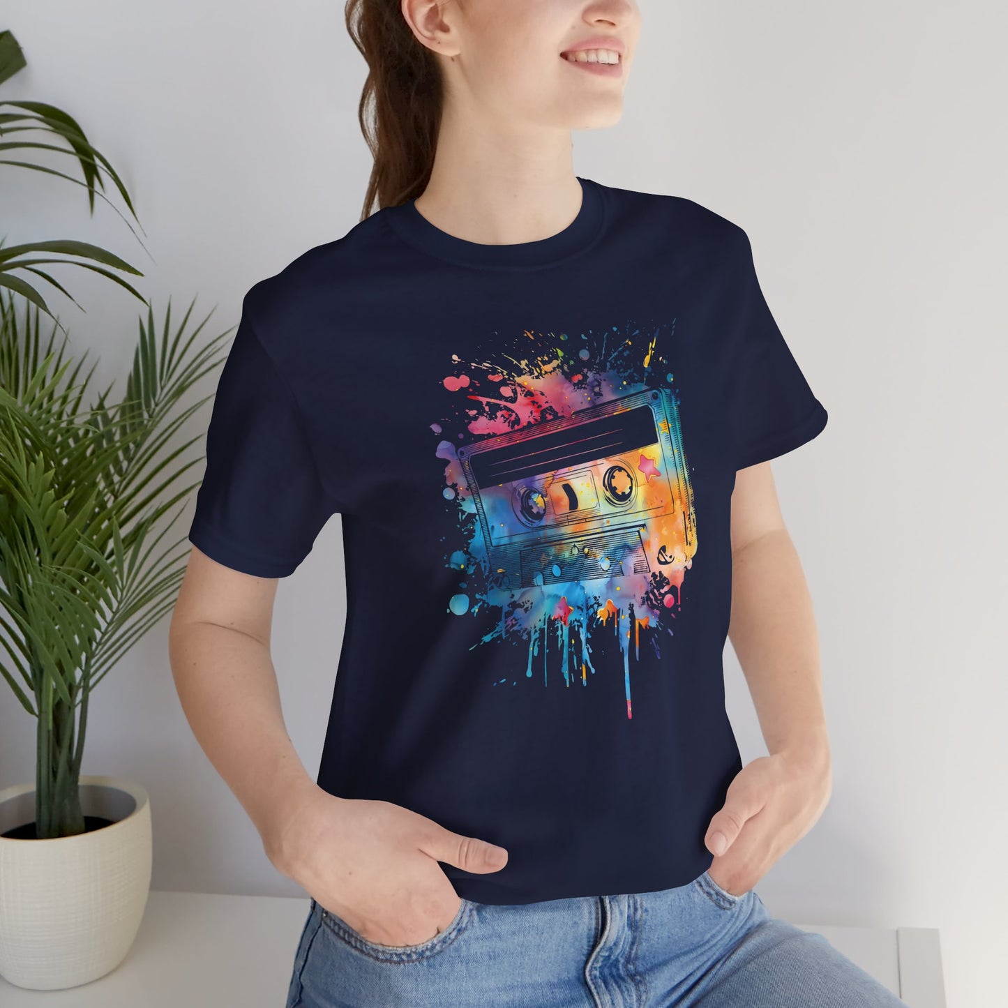 Retro Watercolor Cassette Tape T-Shirt — Vintage Music Tee