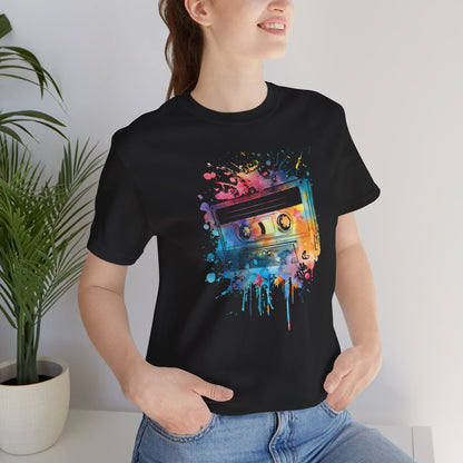 Retro Watercolor Cassette Tape T-Shirt — Vintage Music Tee