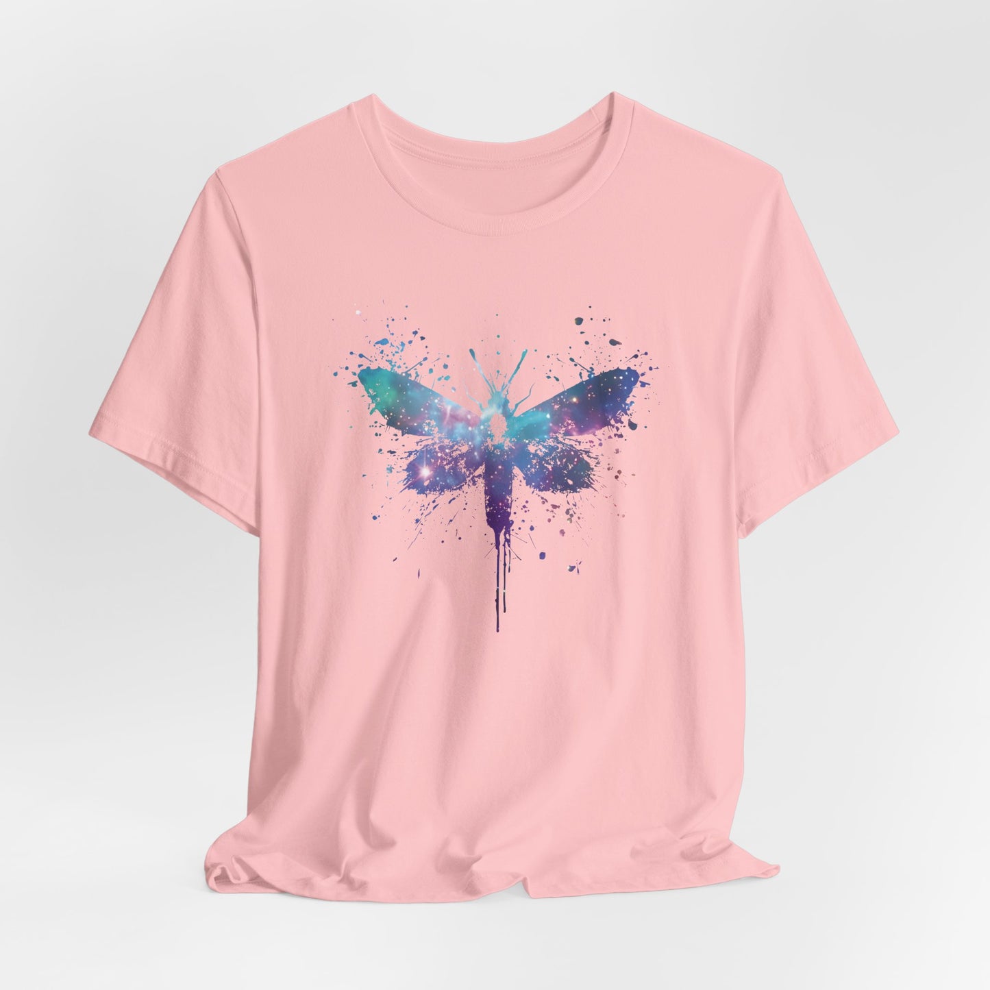 Galaxy Moth Graphic Tee - Watercolor Splatter Butterfly T-Shirt