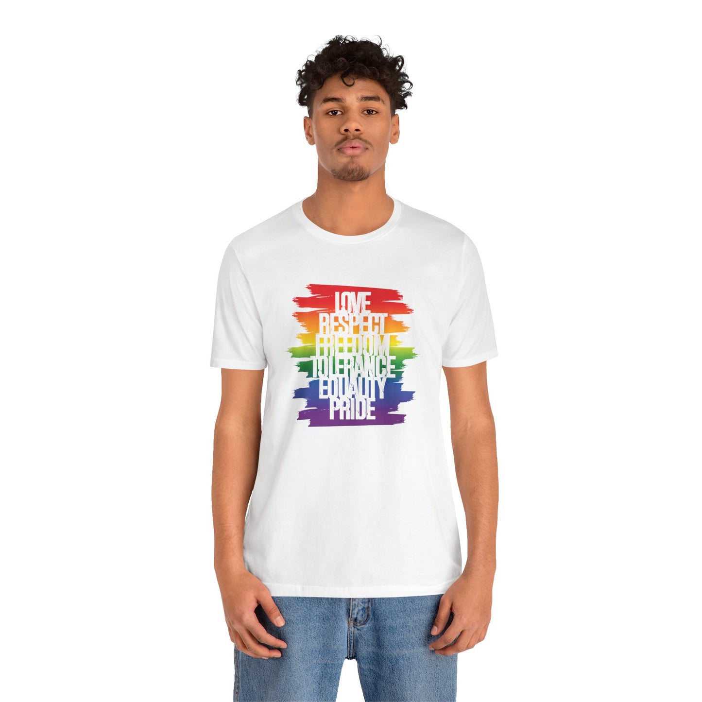 Pride Rainbow Values T‑Shirt — Love Respect Freedom Tolerance Equality Pride Tee