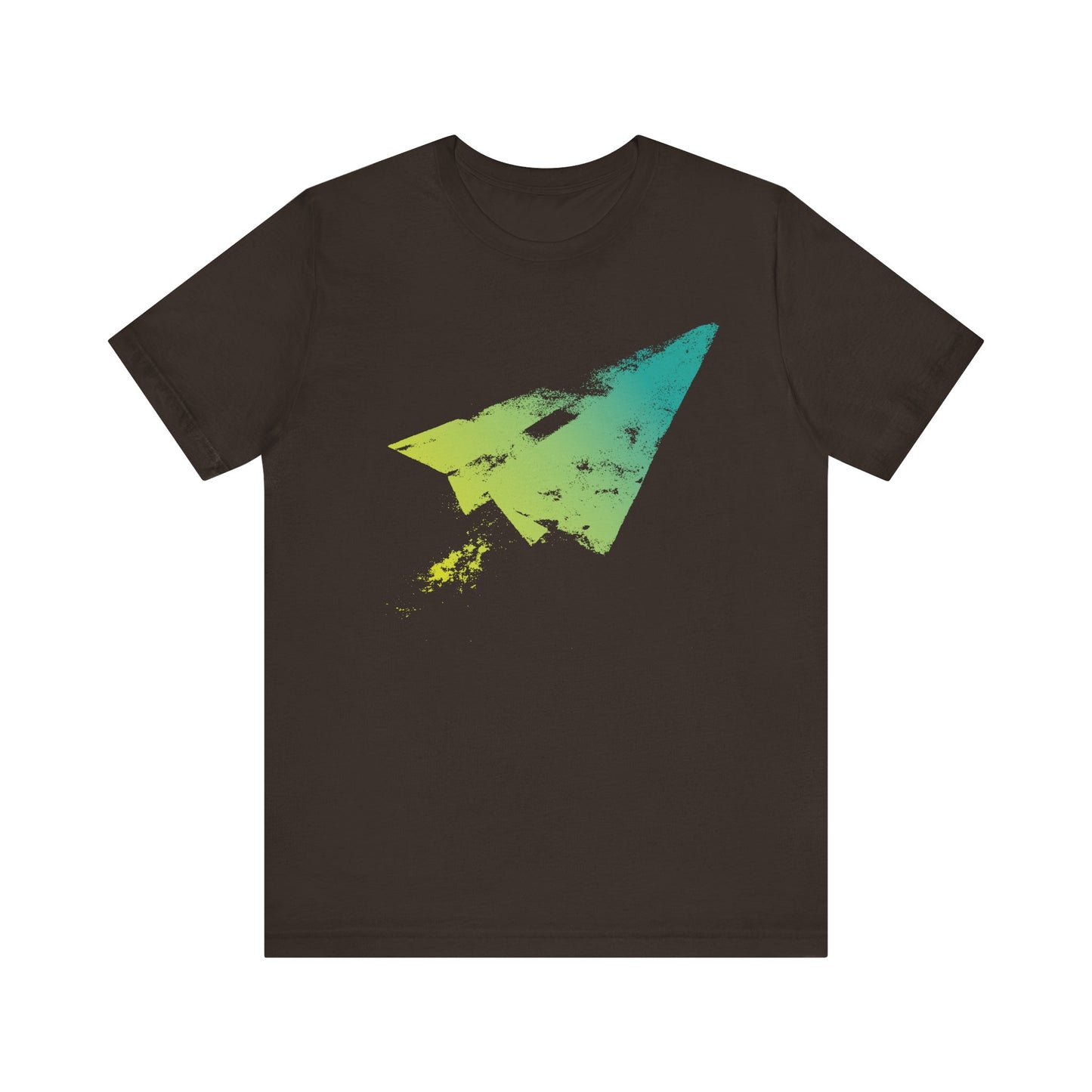 Paper Airplane Graphic Tee — Green Gradient Flight T‑Shirt