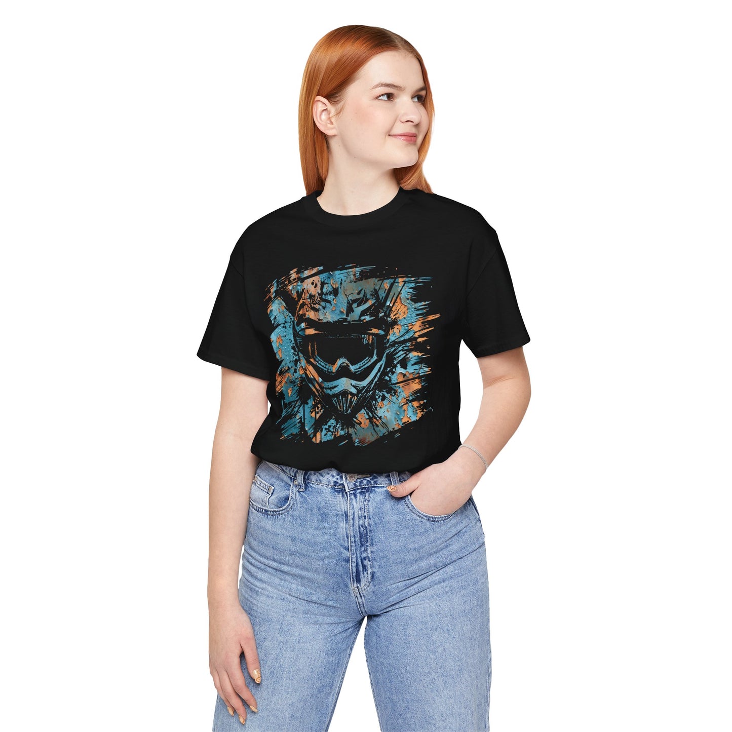Motorcross Helmet T-Shirt — Distressed Brushstroke Animal Graphic Tee