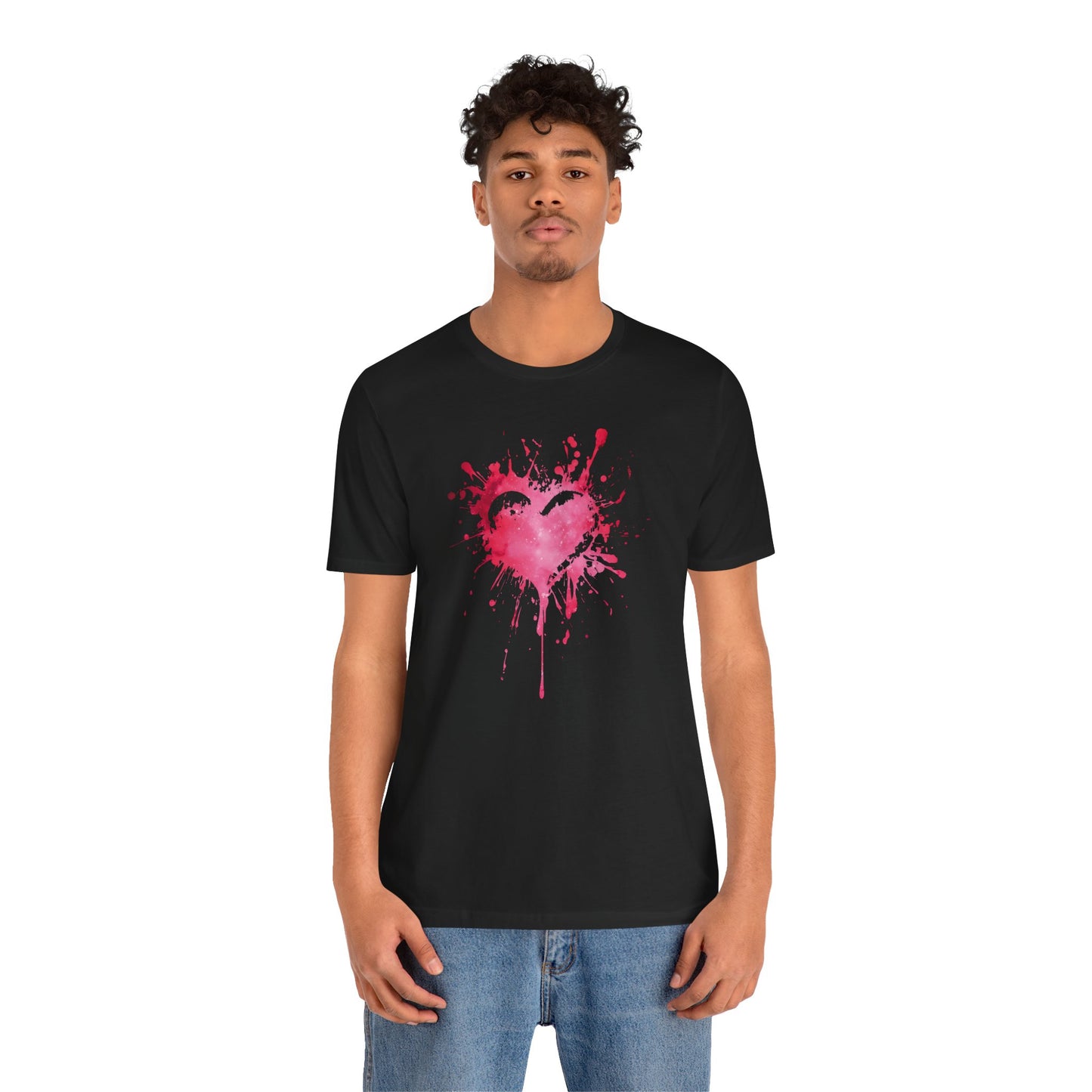 Heart Paint Splash T‑Shirt — Watercolor Pink Heart Graphic Tee