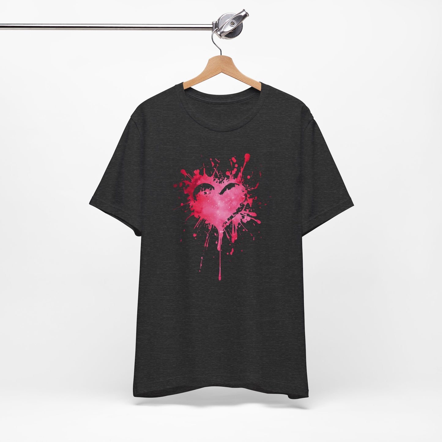 Heart Paint Splash T‑Shirt — Watercolor Pink Heart Graphic Tee