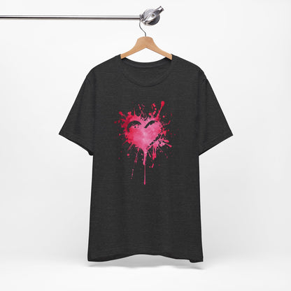 Heart Paint Splash T‑Shirt — Watercolor Pink Heart Graphic Tee