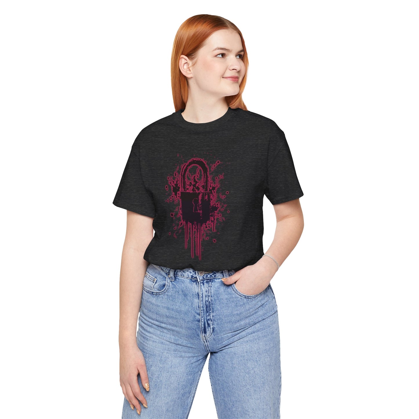 Locked Up Graphic Tee — Dark Splatter Lock Design