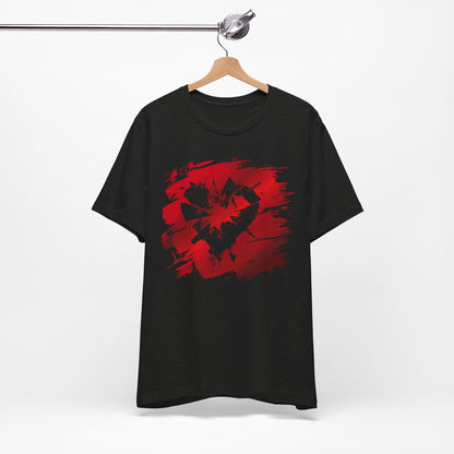 Broken Heart Brushstroke Tee — Distressed Red Heart Graphic Shirt
