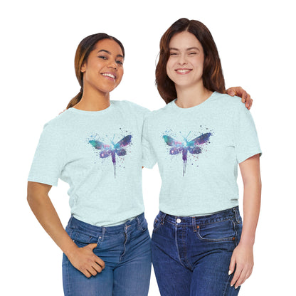 Galaxy Moth Graphic Tee - Watercolor Splatter Butterfly T-Shirt