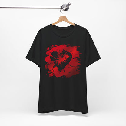 Broken Heart Brushstroke Tee — Distressed Red Heart Graphic Shirt