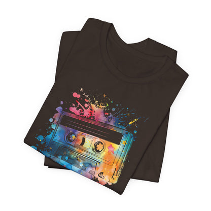 Retro Watercolor Cassette Tape T-Shirt — Vintage Music Tee