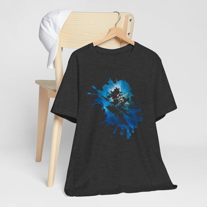 Watercolor Skateboarder T-Shirt — Blue Splash Graphic Tee