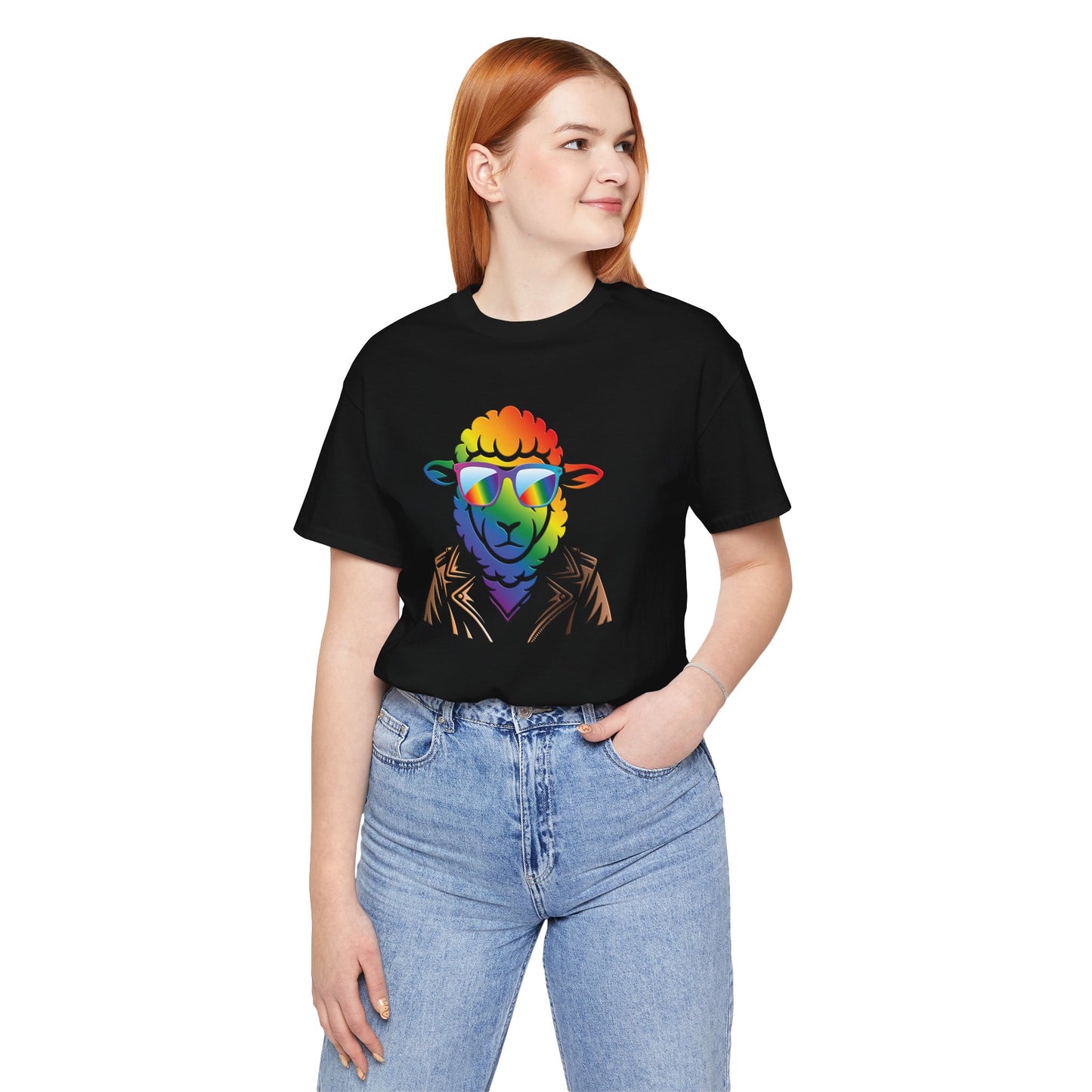 Cool Rainbow Sheep T-Shirt — Retro Sunglasses Lamb Graphic Tee