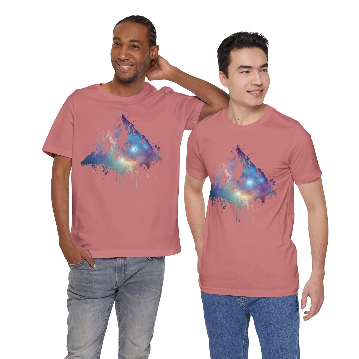 Space Mountain Watercolor Tee — Colorful Drip Peak Graphic T-Shirt