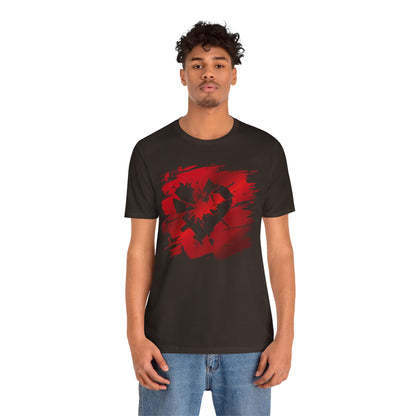 Broken Heart Brushstroke Tee — Distressed Red Heart Graphic Shirt