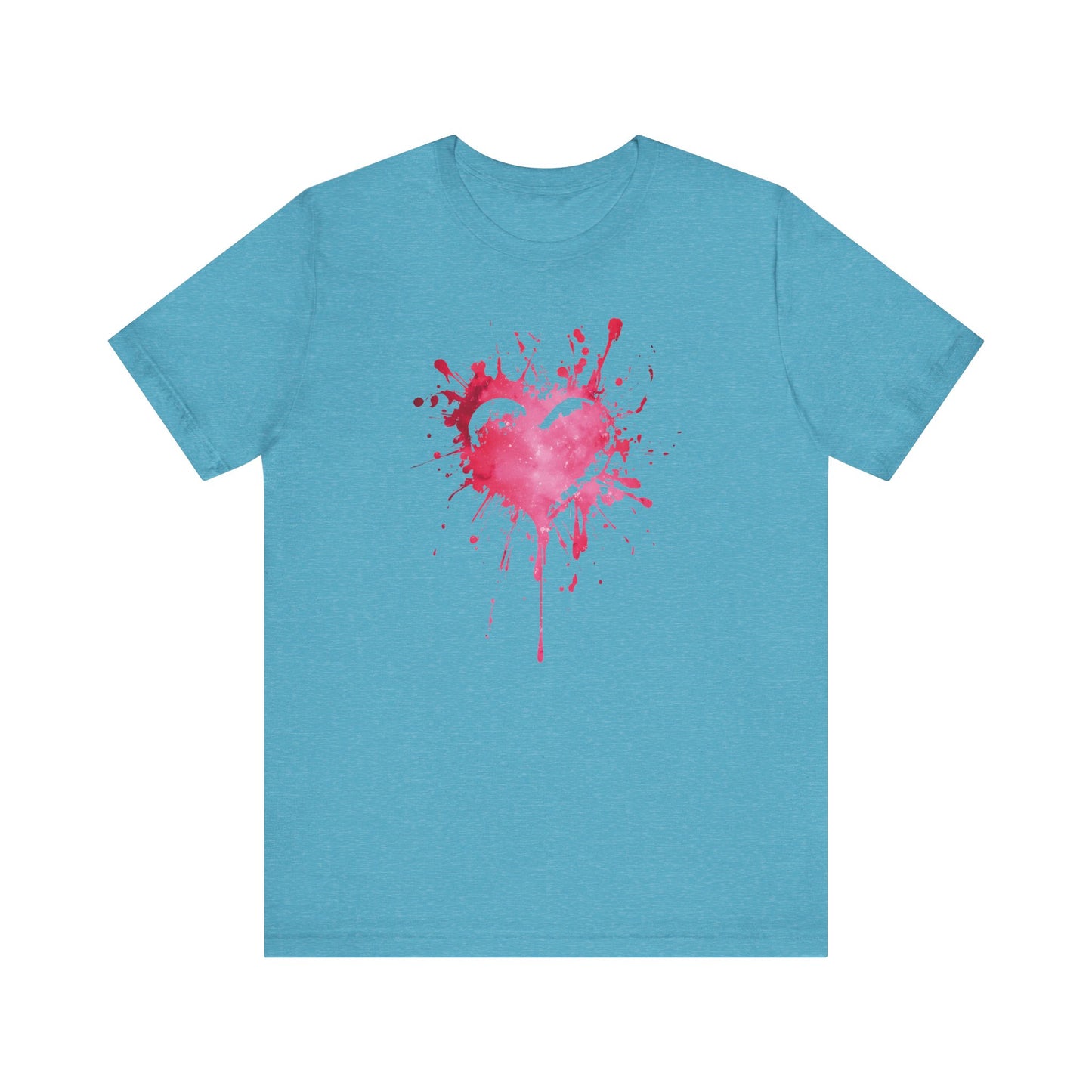 Heart Paint Splash T‑Shirt — Watercolor Pink Heart Graphic Tee