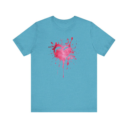 Heart Paint Splash T‑Shirt — Watercolor Pink Heart Graphic Tee