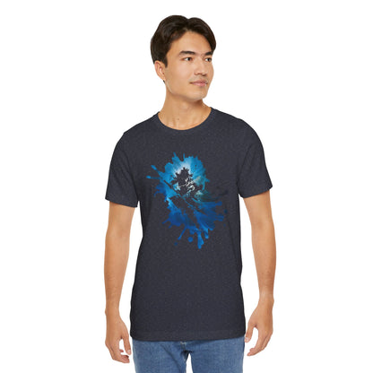 Watercolor Skateboarder T-Shirt — Blue Splash Graphic Tee