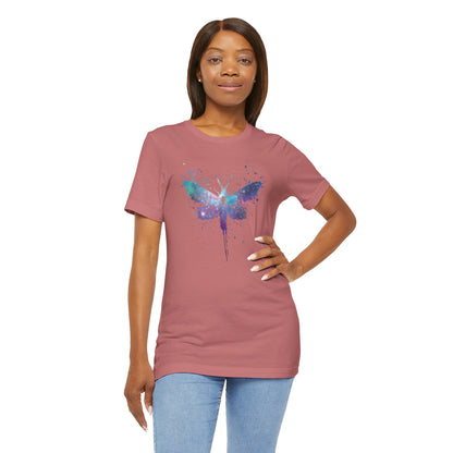 Galaxy Moth Graphic Tee - Watercolor Splatter Butterfly T-Shirt