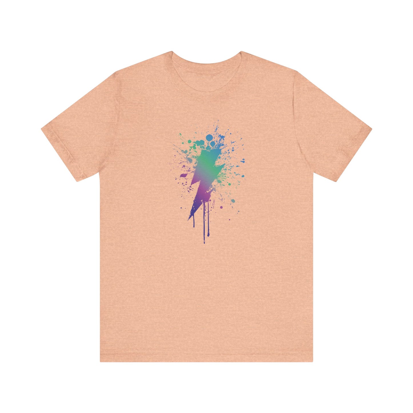Lightning Bolt Paint-Splash T-Shirt — Colorful Graffiti Graphic Tee