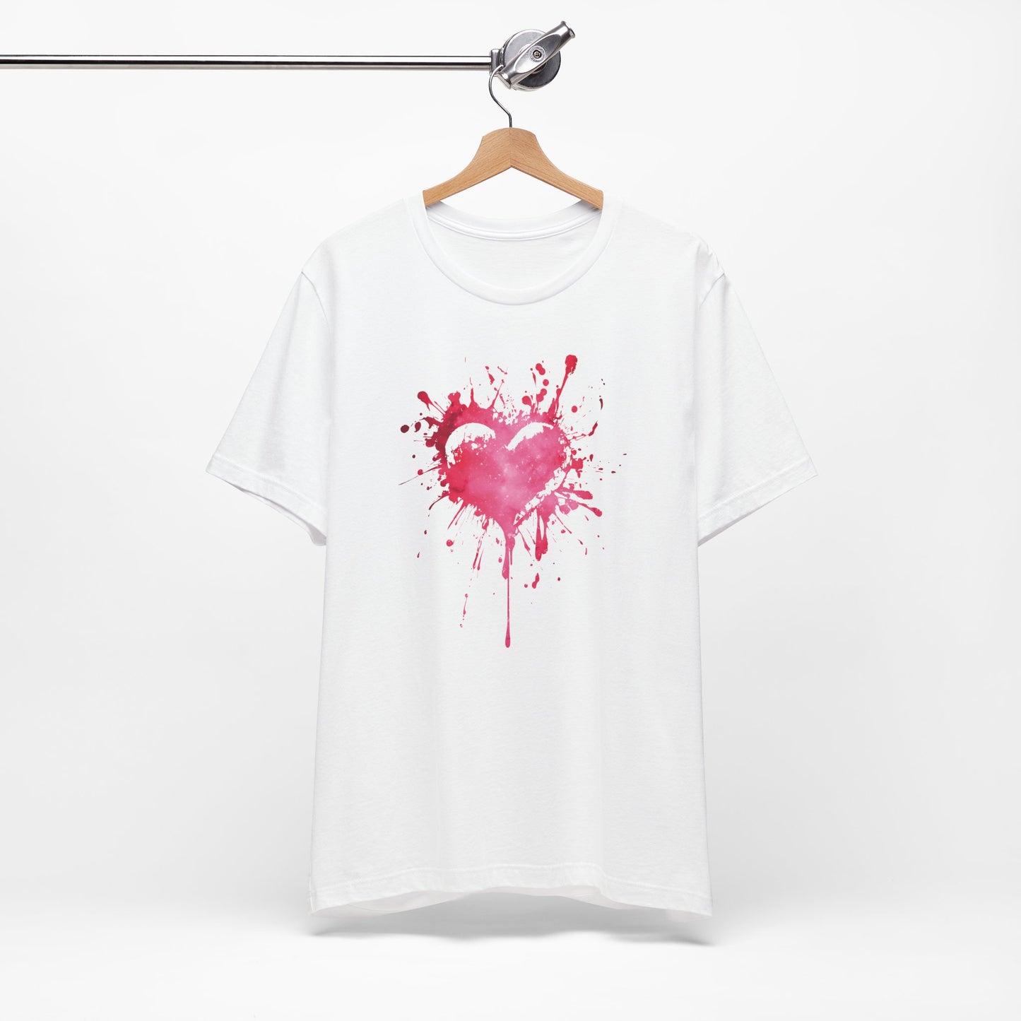 Heart Paint Splash T‑Shirt — Watercolor Pink Heart Graphic Tee