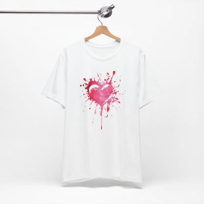 Heart Paint Splash T‑Shirt — Watercolor Pink Heart Graphic Tee