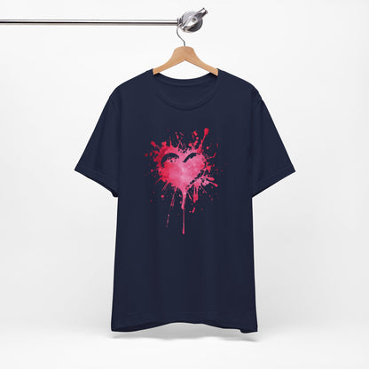 Heart Paint Splash T‑Shirt — Watercolor Pink Heart Graphic Tee
